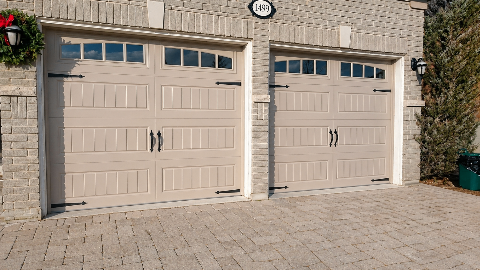 Long Panel Beadboard, Sandstone completed garage door installation