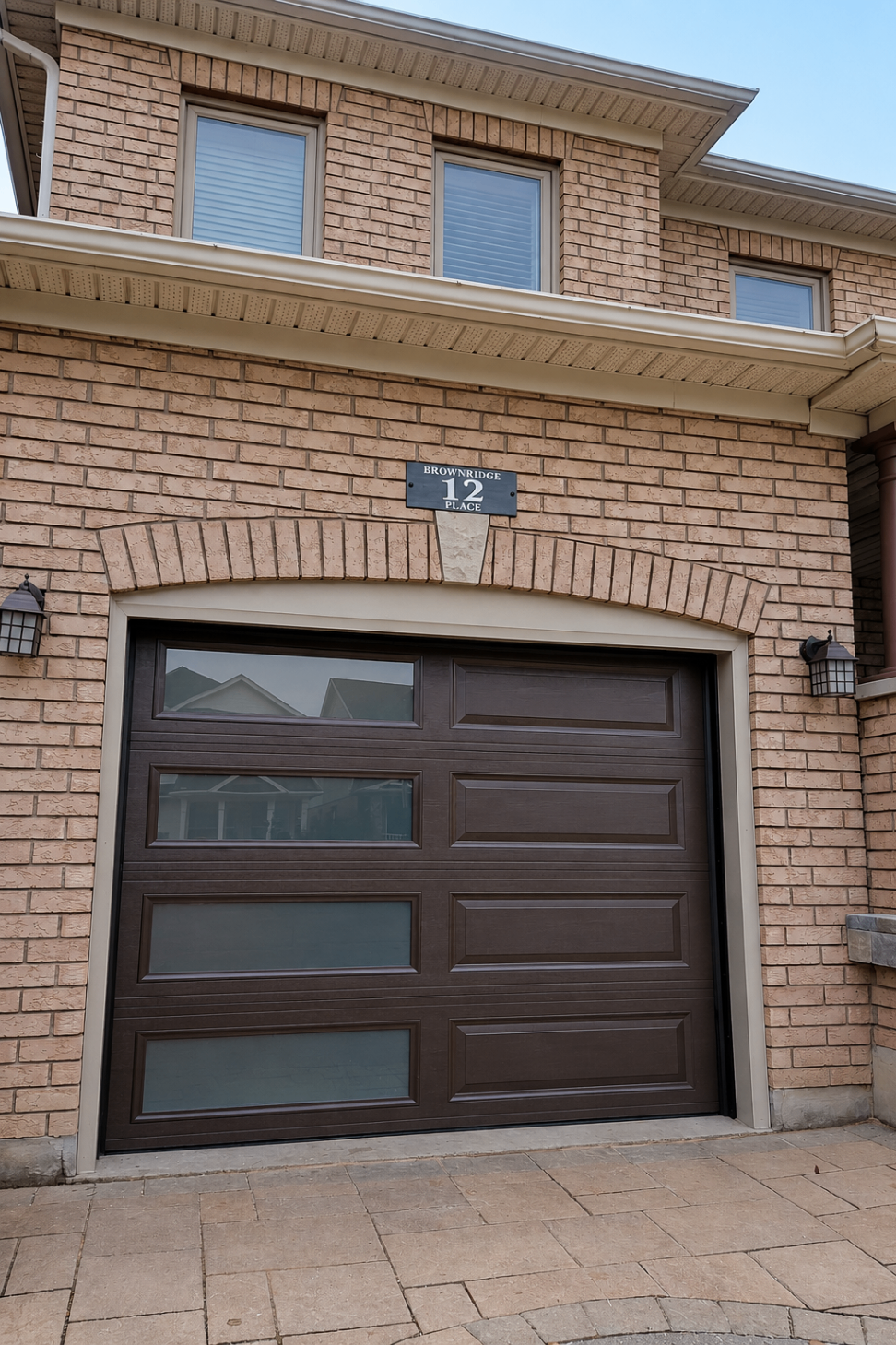 Mosaic Long Panel, Frosted Glass completed garage door installation