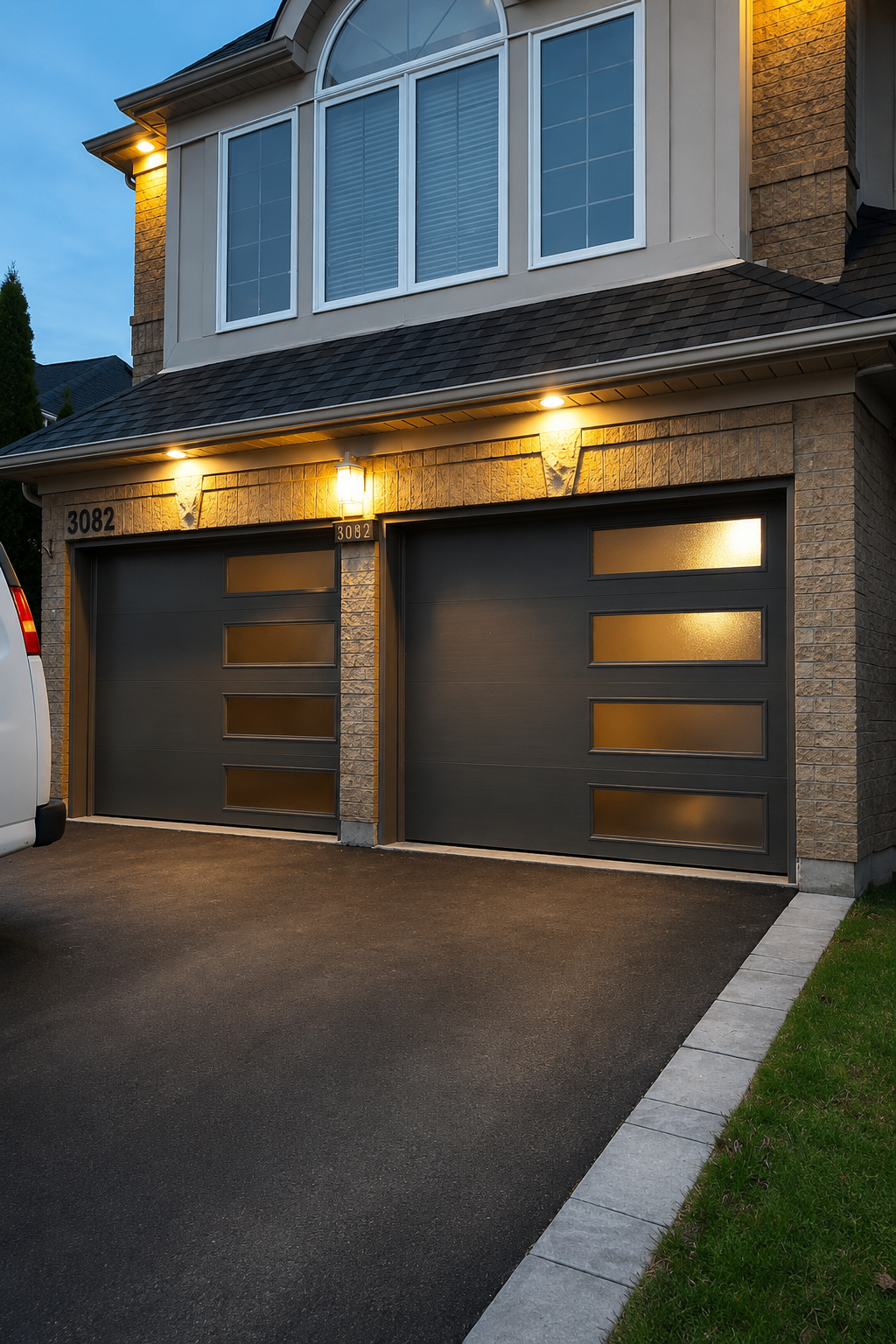 Mosaic Flush Panel, Iron Ore completed garage door installation